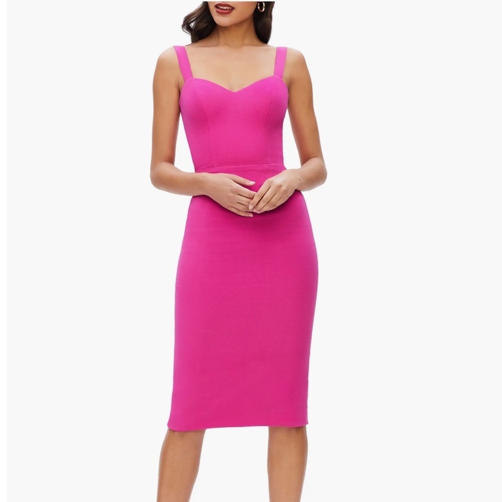 Dress the Population Fuchsia Pink Midi Sheath Dress